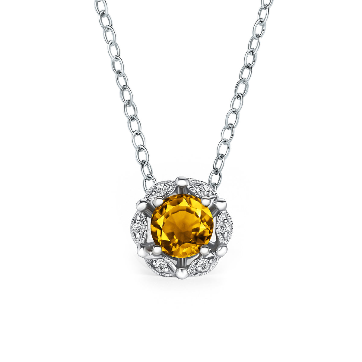 Spring flower shops necklace with a gorgeous Citrine - Handmade C0403