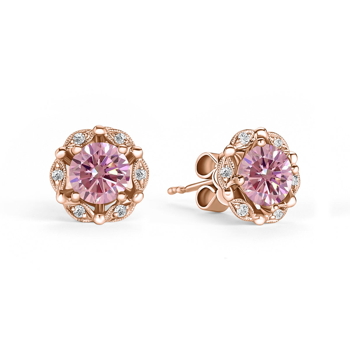 Rose gold on sale moissanite stud earrings