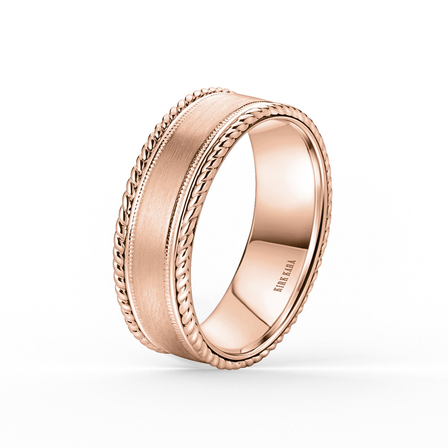 Rope Edge Satin Finish Wedding Band, 7.50mm