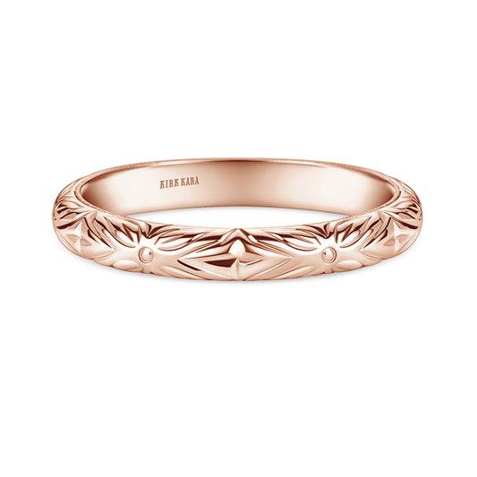 Floral Engraved Boho Wedding Band