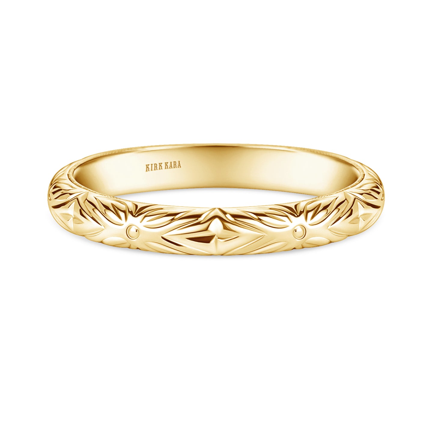 Floral Engraved Boho Wedding Band