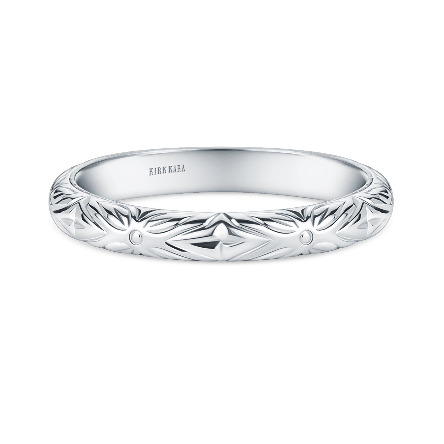 Floral Engraved Boho Wedding Band