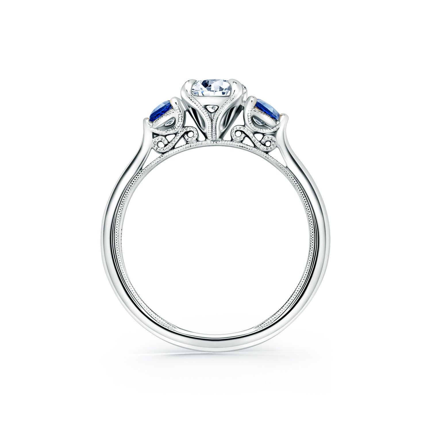 Blue sapphire 3 stone ring fashion