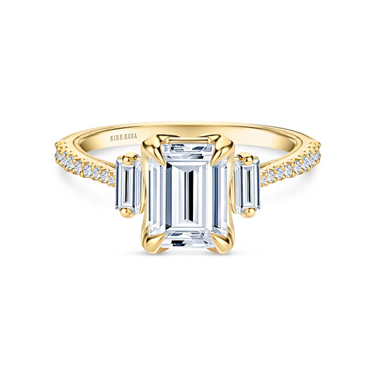 Three Stone Baguette Modern Diamond Engagement Ring