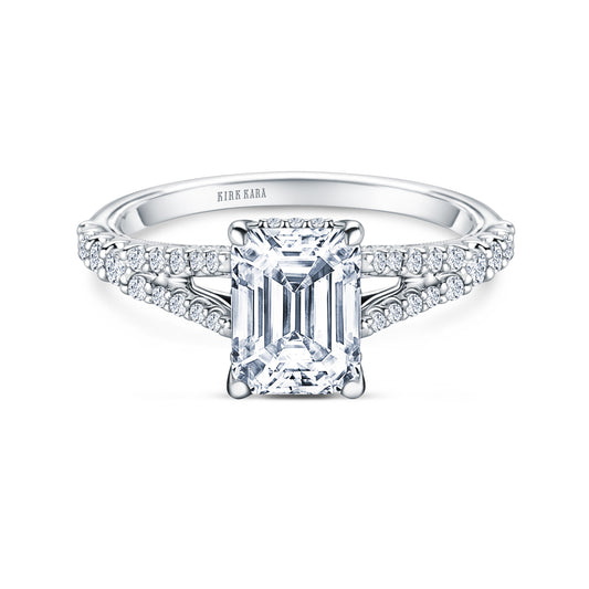 Classic Split Shank Hidden Halo Diamond Engagement Ring