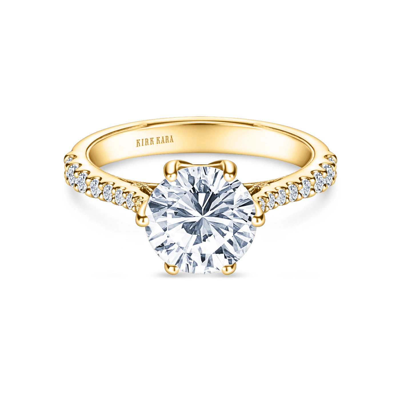 Wide Classic Filigree Diamond Solitaire Engagement Ring