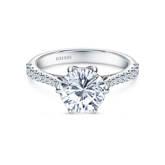 Wide Classic Filigree Diamond Solitaire Engagement Ring