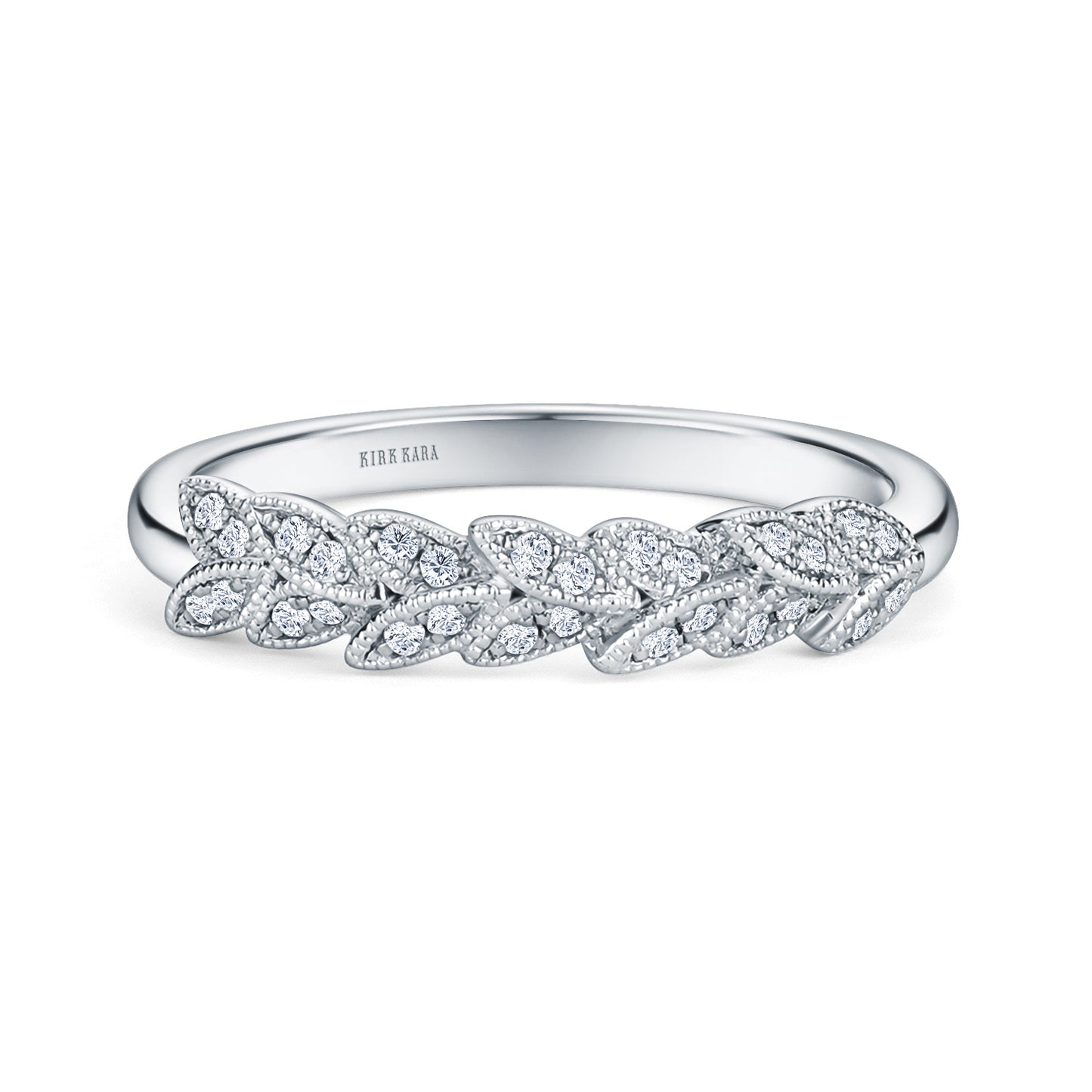 Floral Leaf Pavé Diamond Wedding Band