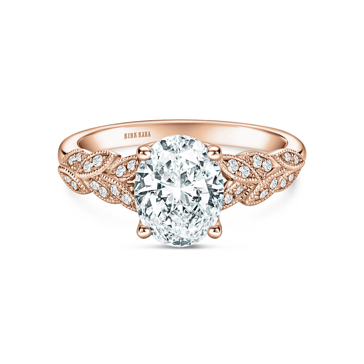 Floral Leaf Pavé Diamond Engagement Ring