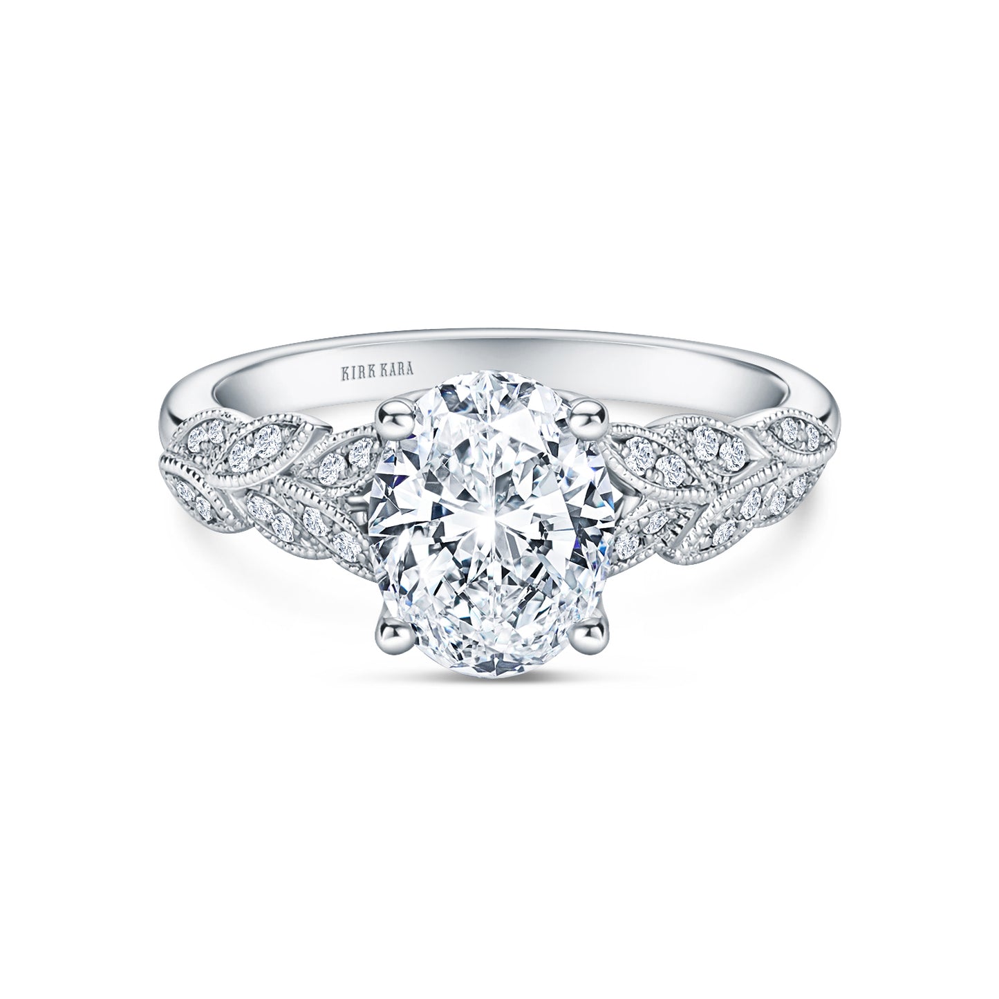 Floral Leaf Pavé Diamond Engagement Ring