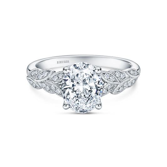 Floral Leaf Pavé Diamond Engagement Ring