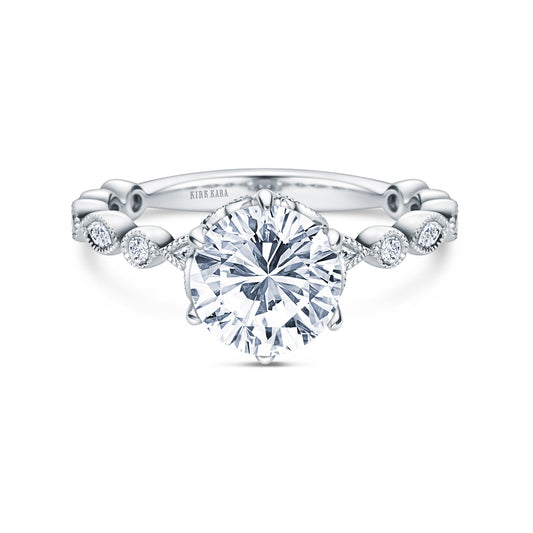 Marquise Round Boho Swirl Diamond Engagement Ring