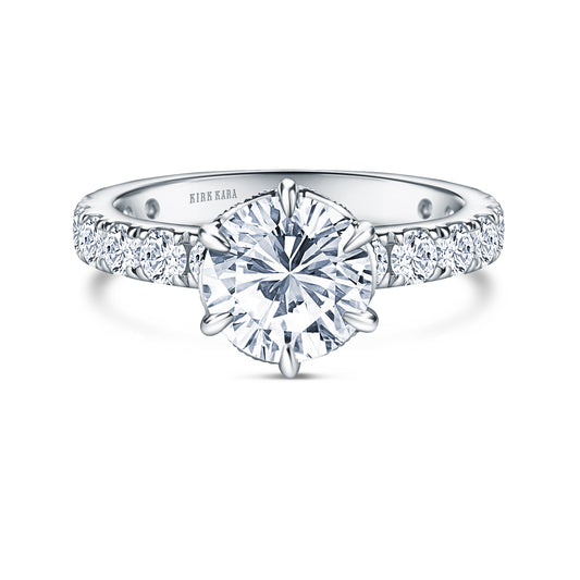 Milgrain Swirl 6 Prong Basket Wide Solitaire Diamond Engagement Ring