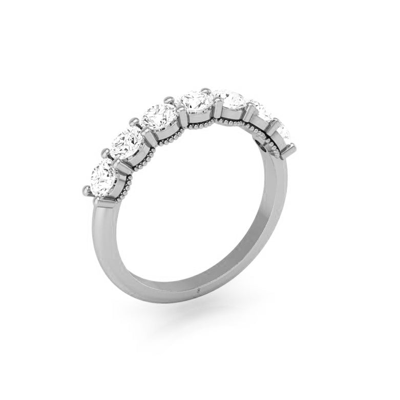 Prong Set Milgrain Round Diamond Wedding Band