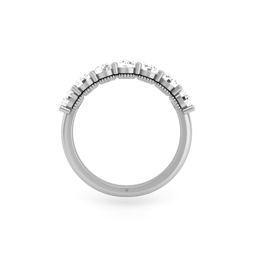 Prong Set Milgrain Round Diamond Wedding Band