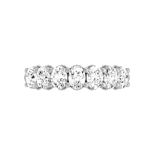 Prong Set Milgrain Oval Diamond Wedding Band