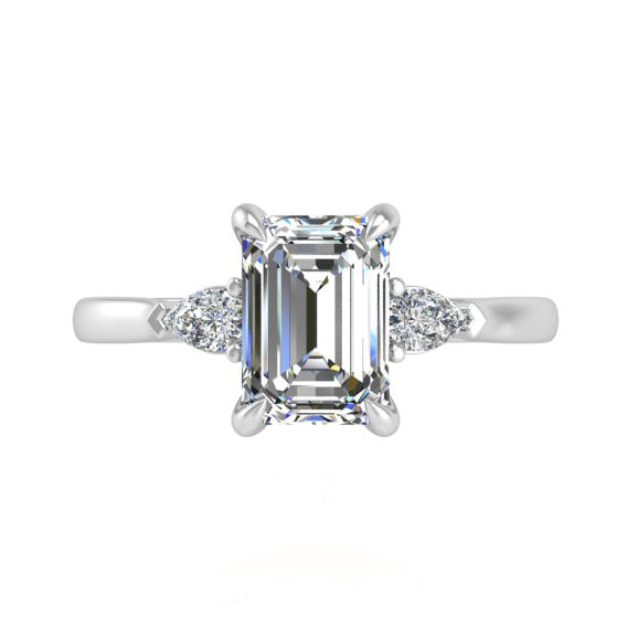 Preset Three Stone Emerald Lab Diamond Engagement Ring