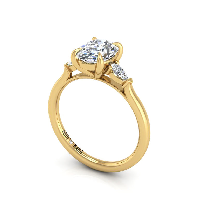 Preset Three Stone Oval Lab Diamond Engagement Ring