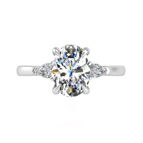 Preset Three Stone Oval Lab Diamond Engagement Ring