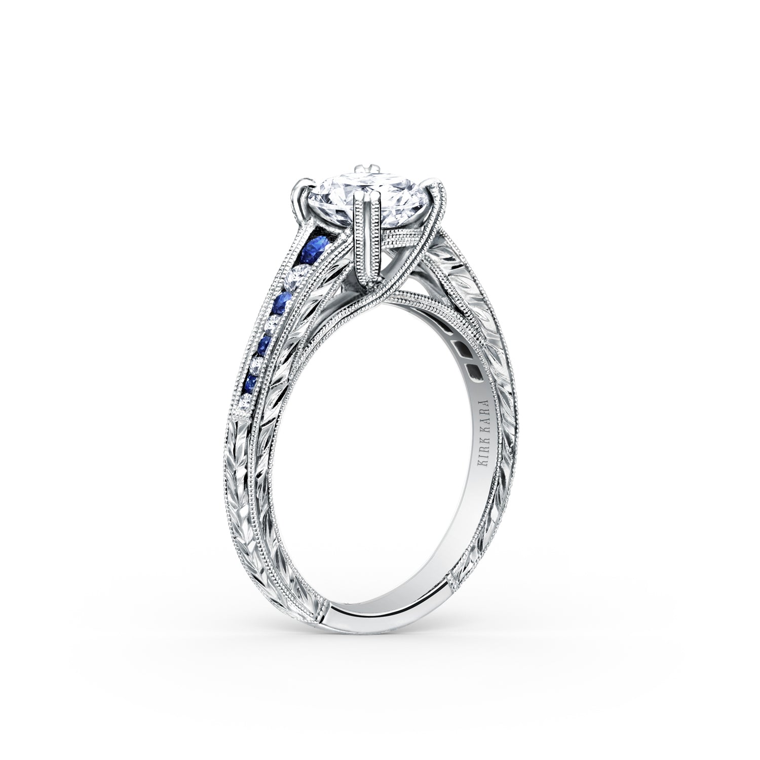 Channel set sapphire store and diamond ring