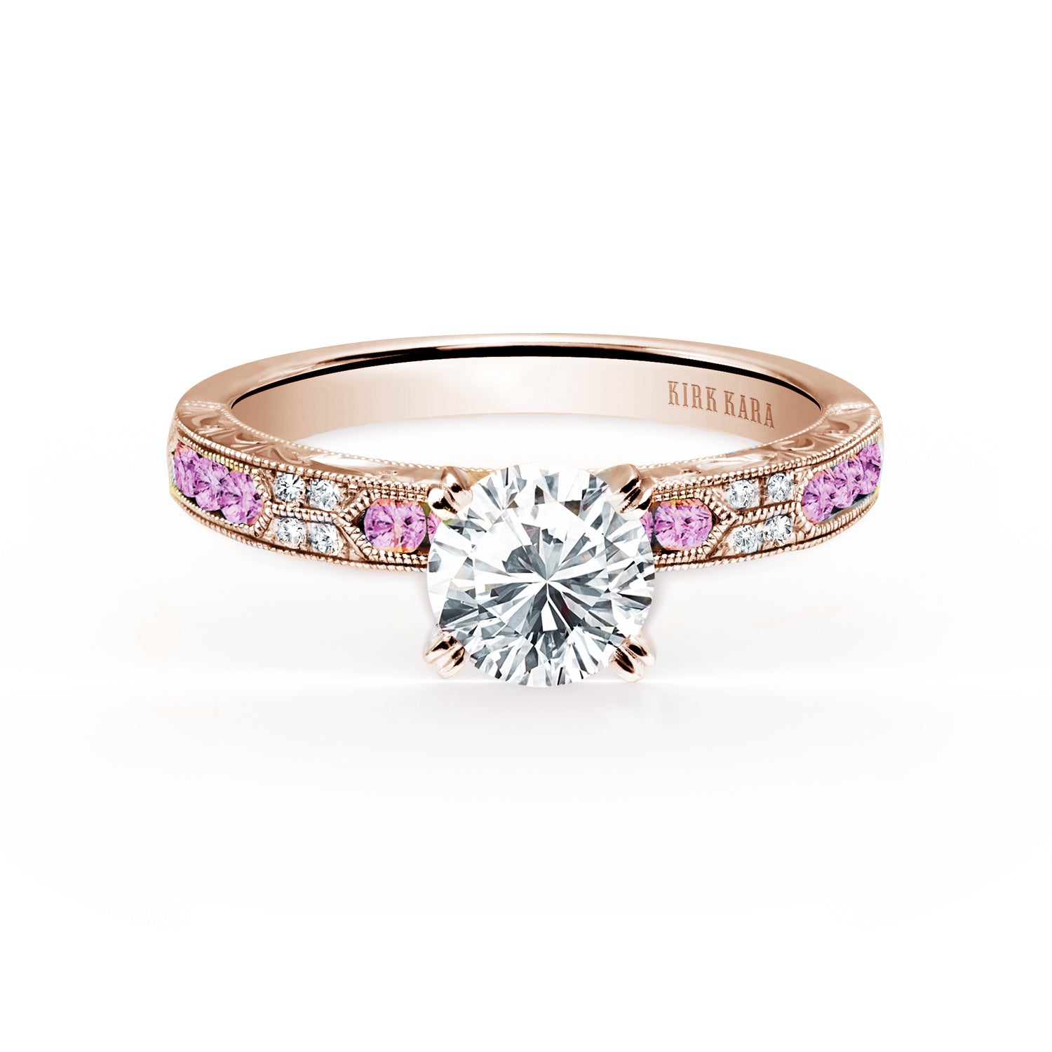 Channel Set Artful Pink Sapphire Diamond Engagement Ring – Kirk 