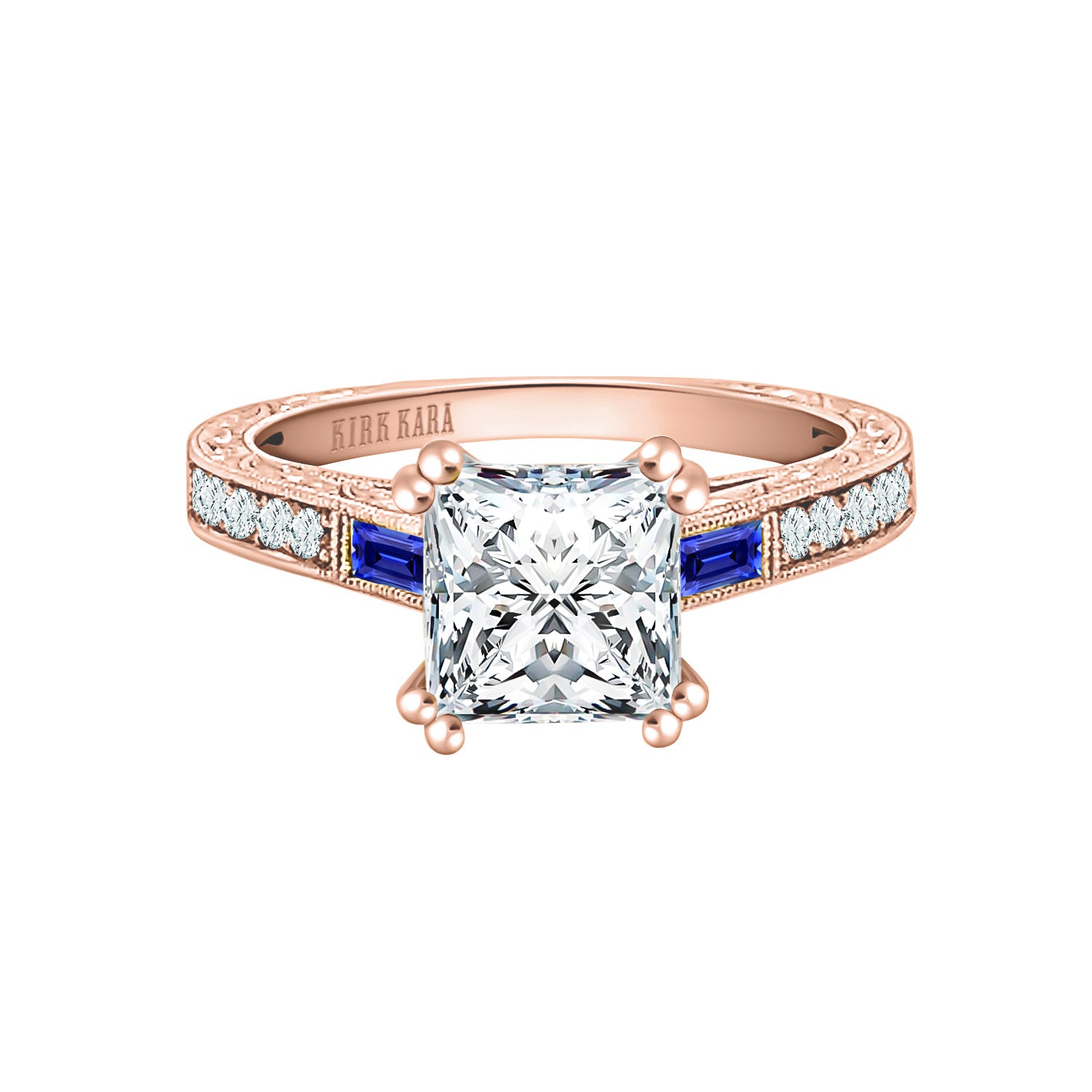 Kirk Kara Pirouetta Princess Cut Two-Tone Halo Diamond Engagement Ring - 18K White & Rose Gold