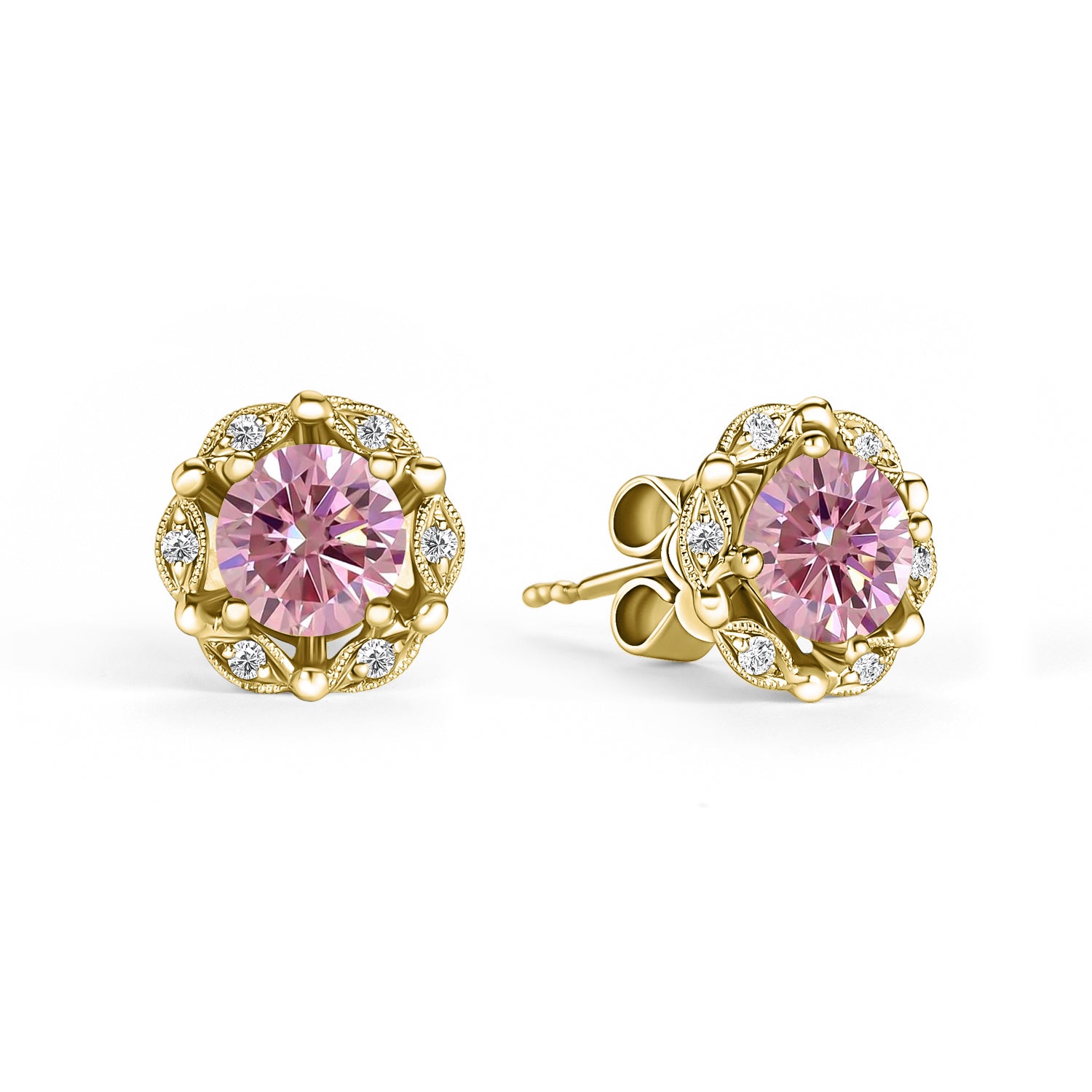 Pink on sale moissanite earrings