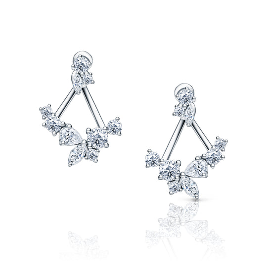 Elegant Marquise Round Diamond Cluster Earring Jacket Studs – Kirk Kara